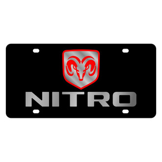 Eurosport Daytona® - MOPAR Lazertag Black License Plate with Silver / Red Dodge Nitro Logo and Emblem