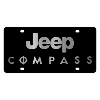 Eurosport Daytona® - MOPAR Lazertag Black License Plate with Silver Jeep Compass Logo