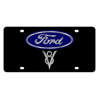 Eurosport Daytona® - Ford Motor Company Lazertag Black License Plate with Silver V8 Logo and Ford Emblem