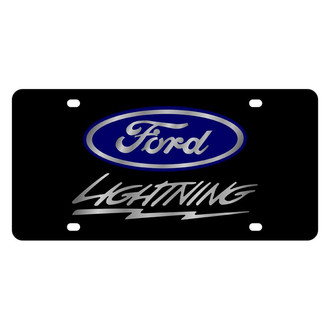 Eurosport Daytona® - Ford Motor Company Lazertag Black License Plate with Silver Lightning Logo and Ford Emblem