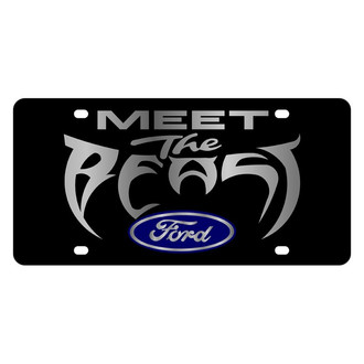 Eurosport Daytona® - Ford Motor Company Lazertag Black License Plate with Silver Meet the Beast Logo and Ford Emblem