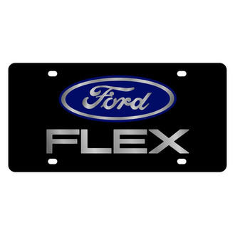 Eurosport Daytona® - Ford Motor Company Lazertag Black License Plate with Silver Flex Logo and Ford Emblem