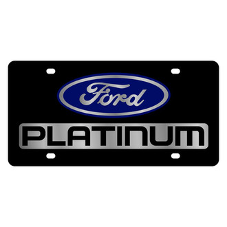 Eurosport Daytona® - Ford Motor Company Lazertag Black License Plate with Silver Platinum Logo and Ford Emblem