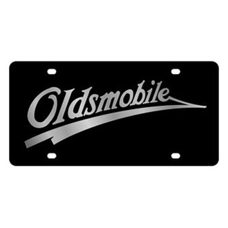 Eurosport Daytona® - GM Lazertag Black License Plate with Silver Oldsmobile Retro Logo