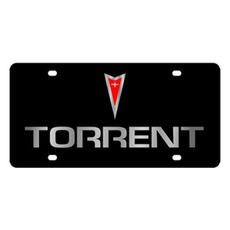 Eurosport Daytona® - GM Lazertag Black License Plate with Silver Torrent Logo and Pontiac Emblem