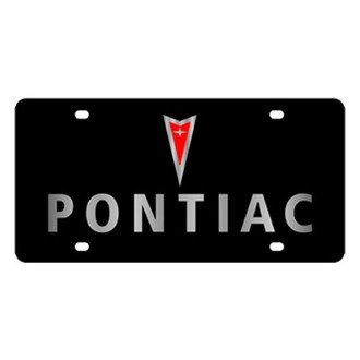 Eurosport Daytona® - GM Lazertag Black License Plate with Silver Pontiac Logo and Emblem