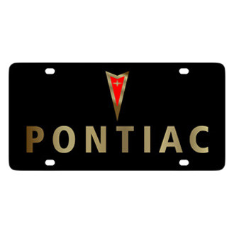 Eurosport Daytona® - GM Lazertag Black License Plate with Gold Pontiac Logo and Emblem