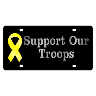 Eurosport Daytona® - LSN Lazertag Black License Plate with Support Our Troops Logo