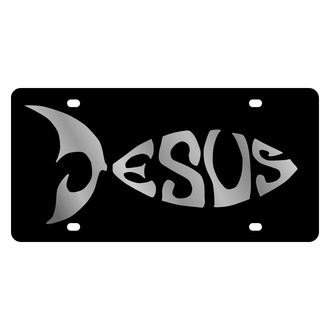 Eurosport Daytona® - LSN Black License Plate with Jesus-Fish Logo