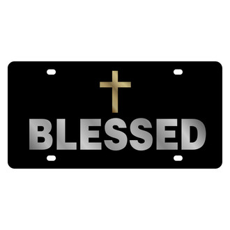 Eurosport Daytona® - LSN Lazertag Black License Plate with Christian Blessed Logo