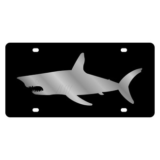 Eurosport Daytona® - LSN Lazertag Black License Plate with Silver Shark Silhouette Logo