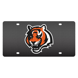 Eurosport Daytona® - Carbon Fiber License Plate with NFL Lazer Tag Cincinnati Bengals