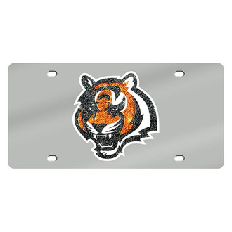 Eurosport Daytona® - Silver Mirror License Plate with NFL Lazer Tag Cincinnati Bengals