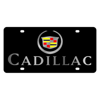 Eurosport Daytona® - GM Black License Plate with Silver Cadillac Logo and Emblem