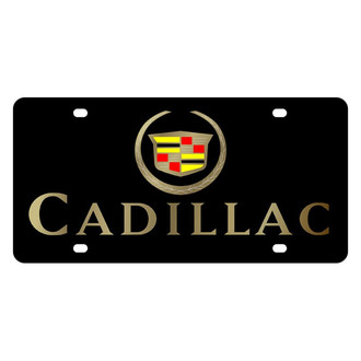 Eurosport Daytona® - GM Black License Plate with Gold Cadillac Logo and Emblem