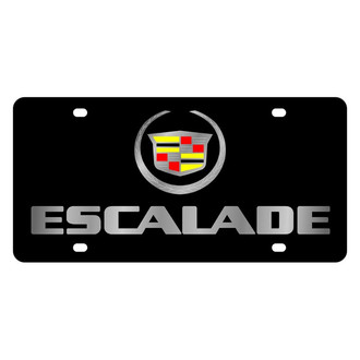 Eurosport Daytona® - GM Black License Plate with Silver Escalade Logo and Cadillac Emblem