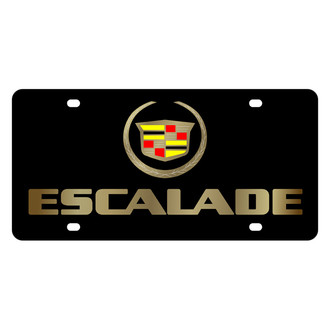 Eurosport Daytona® - GM Black License Plate with Gold Escalade Logo and Cadillac Emblem