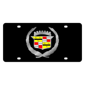 Eurosport Daytona® - GM Black License Plate with Silver Cadillac New Emblem