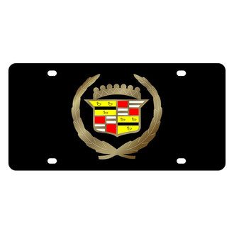 Eurosport Daytona® - GM Black License Plate with Gold Cadillac New Emblem