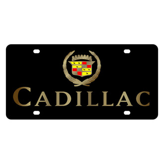 Eurosport Daytona® - GM Black License Plate with Gold Cadillac New Logo and Emblem