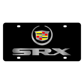 Eurosport Daytona® - GM Black License Plate with Silver SRX Logo and Cadillac Emblem