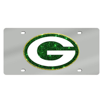 Eurosport Daytona® - Silver Mirror License Plate with NFL Lazer Tag Greenbay Packers