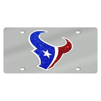 Eurosport Daytona® - Silver Mirror License Plate with NFL Lazer Tag Houston Texans