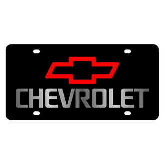 Eurosport Daytona® - GM Black License Plate with Silver Chevrolet Logo and Emblem