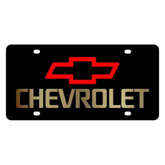 Eurosport Daytona® - GM Black License Plate with Gold Chevrolet Logo and Emblem