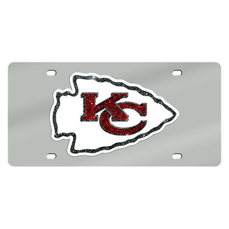 Eurosport Daytona® - Silver Mirror License Plate with NFL Lazer Tag Kansas City Chiefs