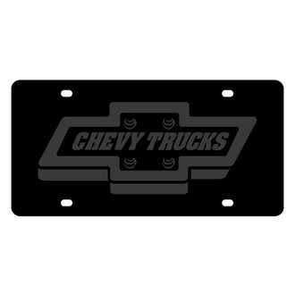 Eurosport Daytona® - GM Black License Plate with Style 2 Black Chevy Trucks Logo and Emblem