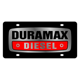 Eurosport Daytona® - GM Black License Plate with Silver Duramax Diesel Logo
