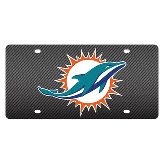 Eurosport Daytona® - Carbon Fiber License Plate with NFL Lazer Tag Miami Dolphins