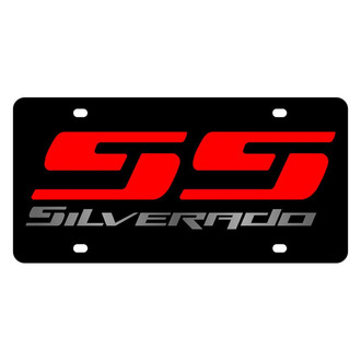 Eurosport Daytona® - GM Black License Plate with Silver Silverado SS Logo