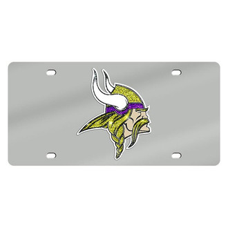 Eurosport Daytona® - Silver Mirror License Plate with NFL Lazer Tag Minnesota Vikings