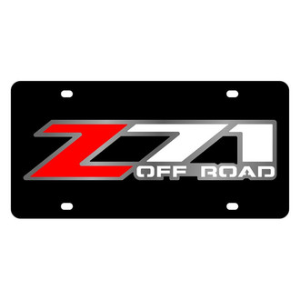 Eurosport Daytona® - GM Black License Plate with Style 1 Red / White / Silver Z71 Off Road Logo