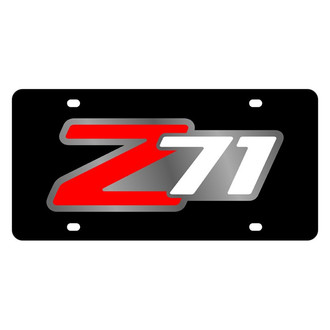 Eurosport Daytona® - GM Black License Plate with Style 1 Red / White / Silver Z71 Logo