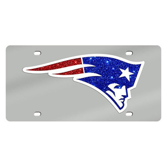 Eurosport Daytona® - Silver Mirror License Plate with NFL Lazer Tag New England Patriots