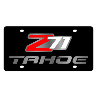 Eurosport Daytona® - GM Black License Plate with Red / White / Silver Tahoe Z71 Logo