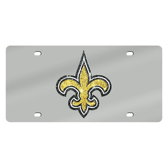 Eurosport Daytona® - Silver Mirror License Plate with NFL Lazer Tag New Orleans Saints