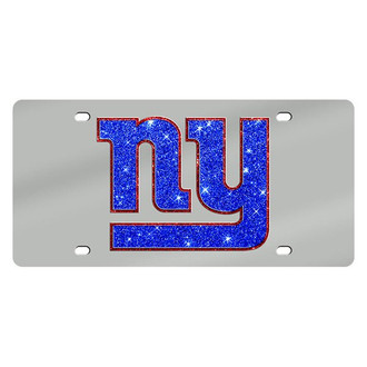 Eurosport Daytona® - GM Silver Mirror License Plate with NFL Lazer Tag New York Giants