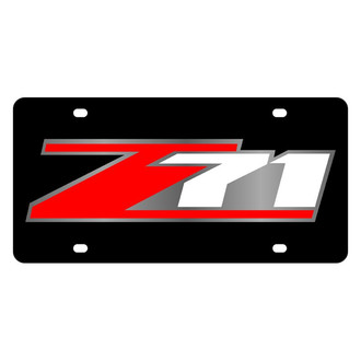 Eurosport Daytona® - GM Black License Plate with Style 4 Red / White / Silver Z71 Logo