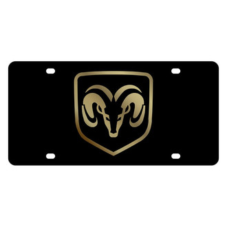 Eurosport Daytona® - MOPAR Black License Plate with Gold Dodge Ram Framed Emblem