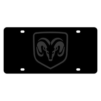 Eurosport Daytona® - MOPAR Black License Plate with Black Dodge Ram Framed Emblem