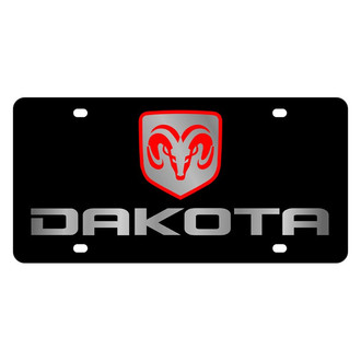 Eurosport Daytona® - MOPAR Black License Plate with Silver / Red Dakota Logo and Emblem