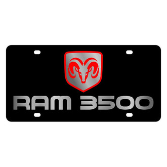 Eurosport Daytona® - MOPAR Black License Plate with Silver Ram 3500 Logo and Dodge Emblem