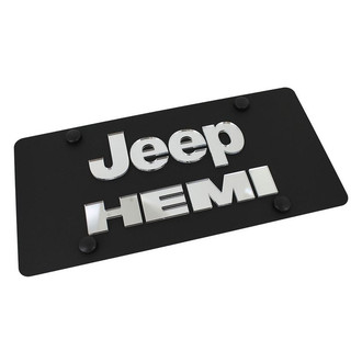 Eurosport Daytona® - MOPAR Black License Plate with Silver Jeep HEMI Logo