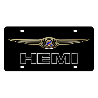 Eurosport Daytona® - MOPAR Black License Plate with Silver Chrysler HEMI Logo
