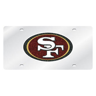 Eurosport Daytona® - Silver Mirror License Plate with NFL Lazer Tag San Francisco 49ers