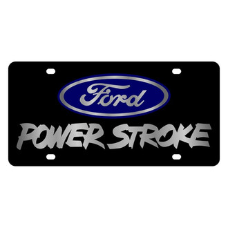 Eurosport Daytona® - Ford Motor Company Black License Plate with Silver Power Stroke Logo and Blue Ford Emblem
